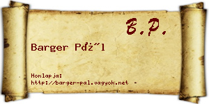 Barger Pál névjegykártya