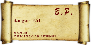 Barger Pál névjegykártya